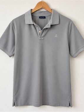 Scalpers Men's Light Gray Short-Sleeve Polo 
size M